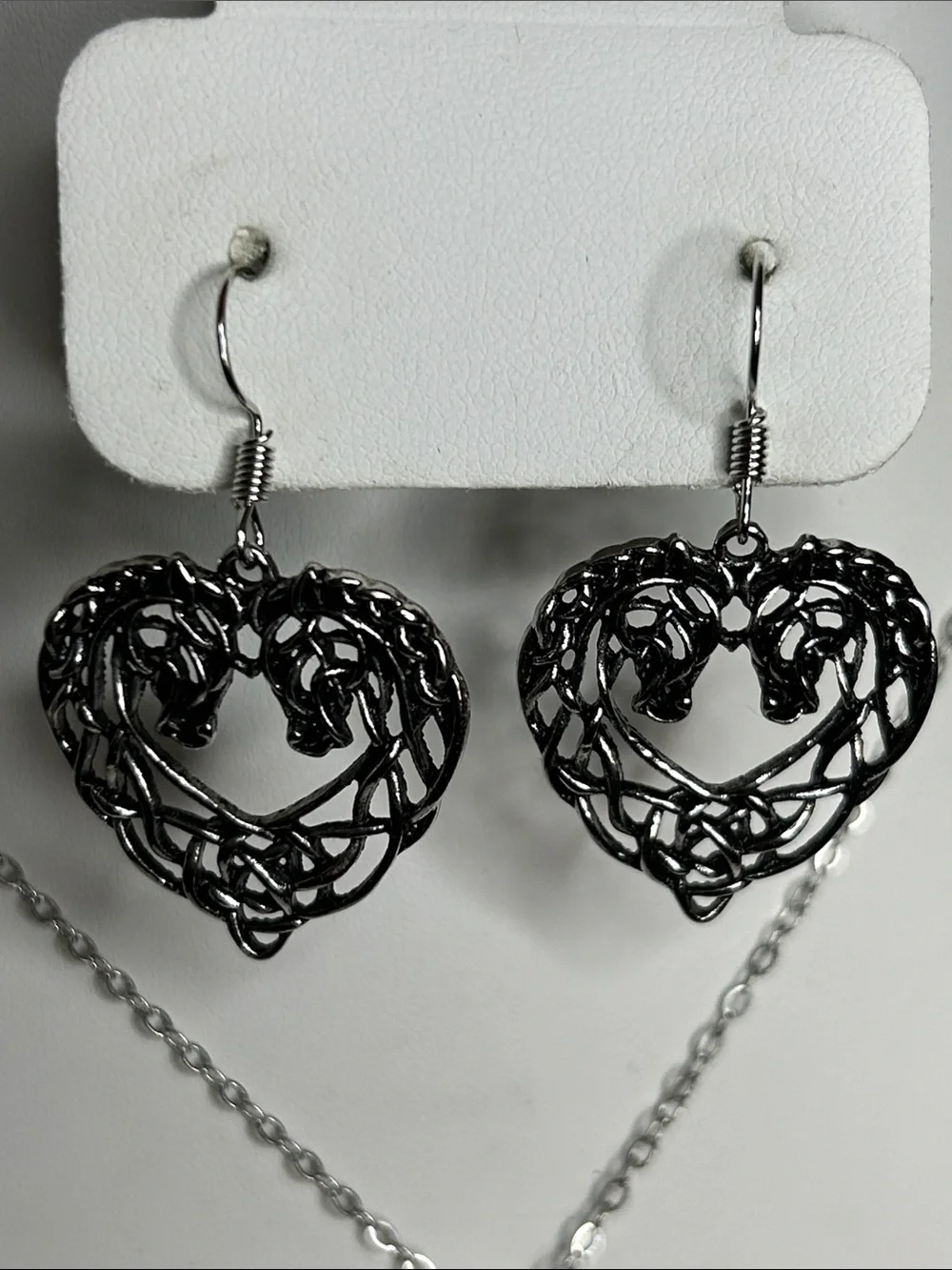 Celtic Horse Heart Pendant and Earrings Set